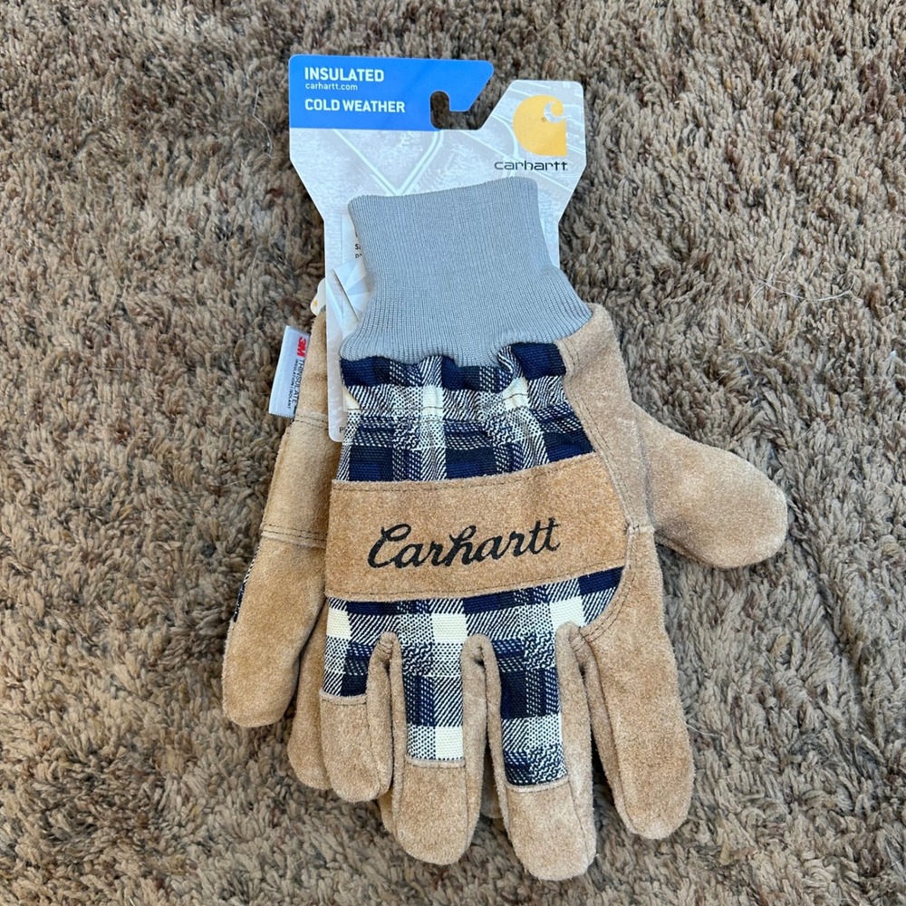 Carhartt NWT Insulated Cold Weather Work Gloves WA685 Suede Plaid 3M Thinsulate